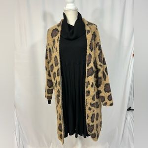 POL Leopard Fuzzy Long Cardigan